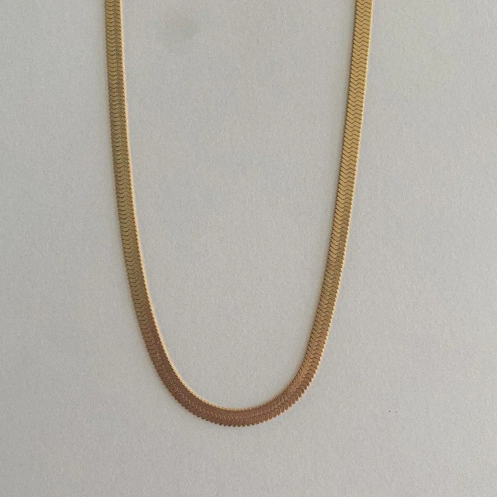 Gold Herringbone Necklace, Gold Snake Chain Necklace, Layered Necklace Gold